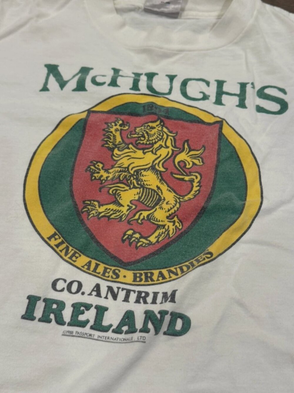 Vintage McHughs Ireland Shirt Mens XL Vintage Style Graphic Tee 1988 Oneita